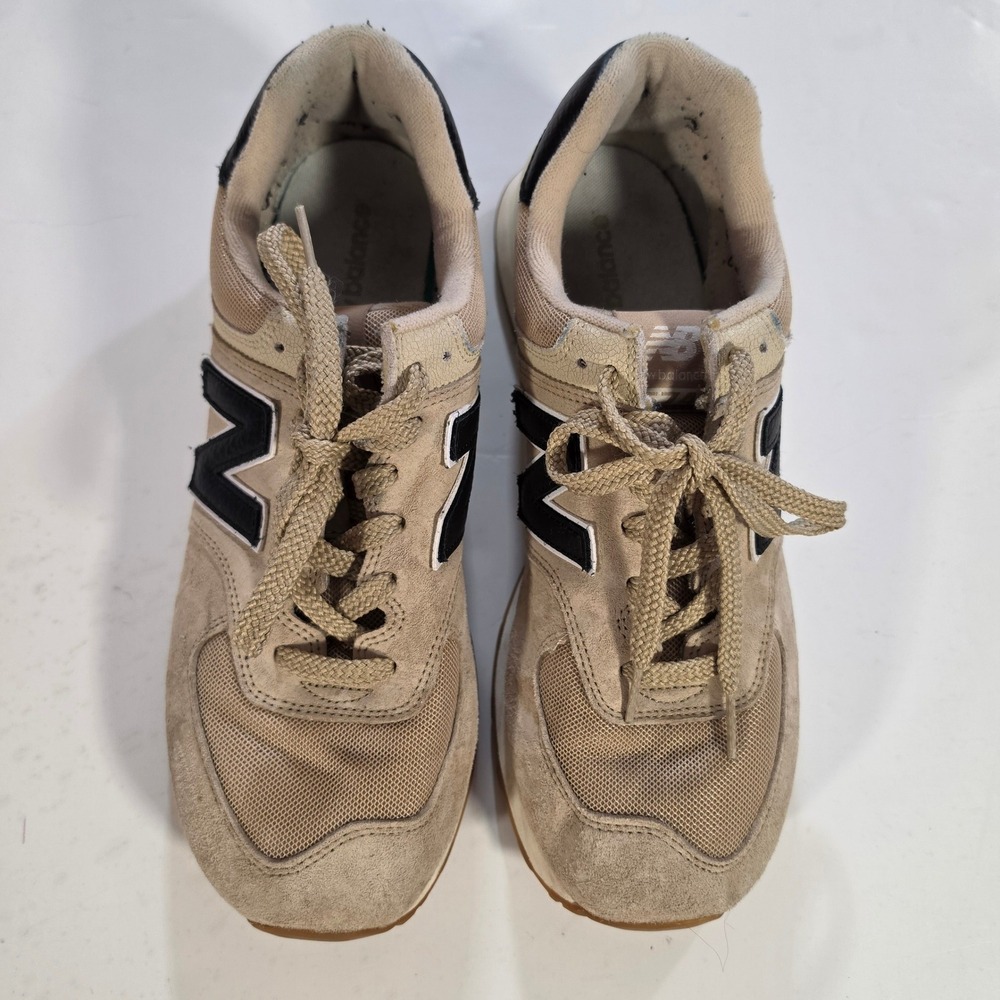 New Balance 574 Tan Black Suede Mesh Sneakers U574RAC Mens 10.5 Womens 12